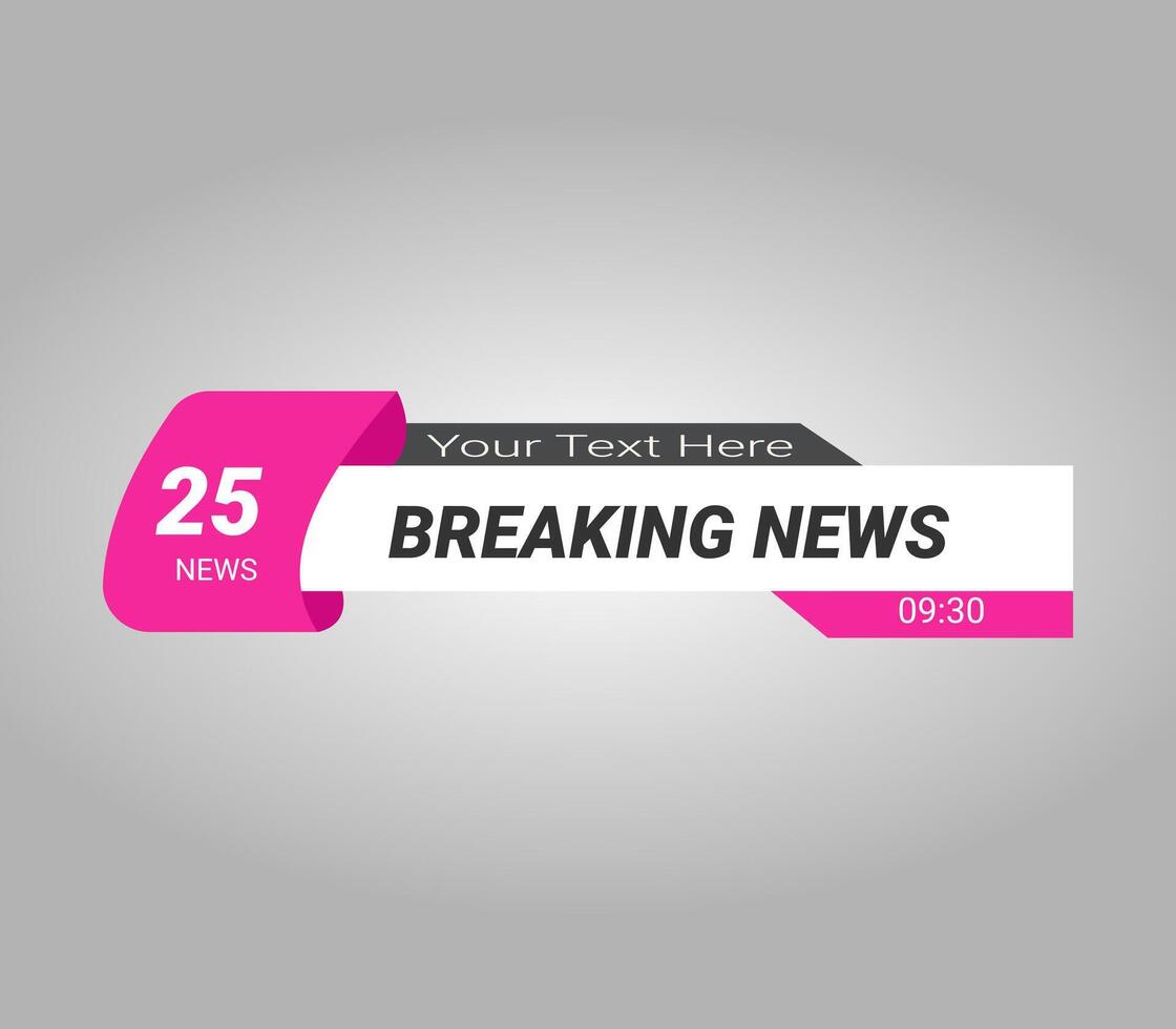 breaking news banner with pink and black text vector