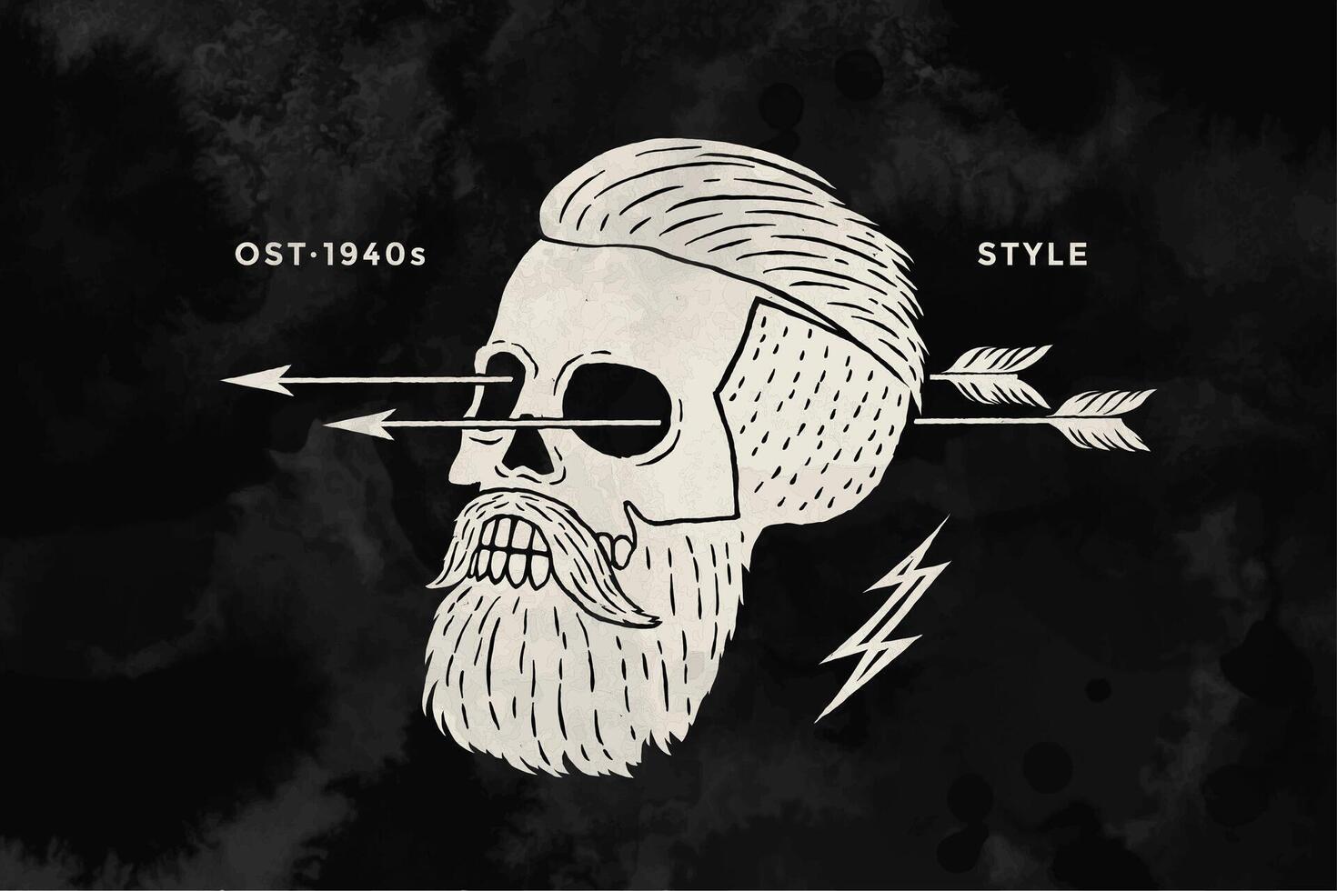 Poster of vintage skull hipster label for t-shirt print vector
