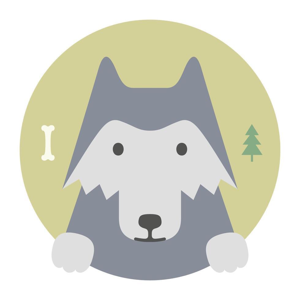 Animal set. Portrait in flat graphics. Wolf vector