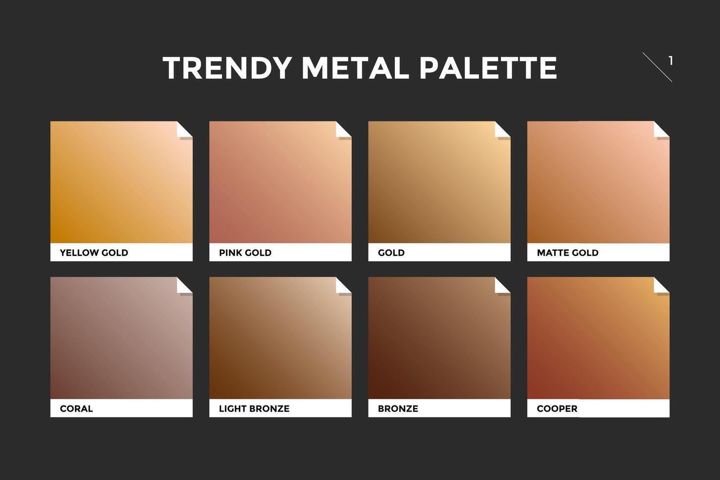 Gold, copper and bronze gradient template vector