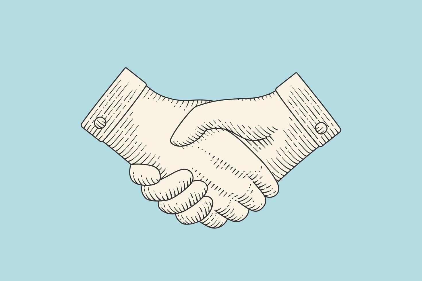 Vintage drawing of handshake in engraving style vector