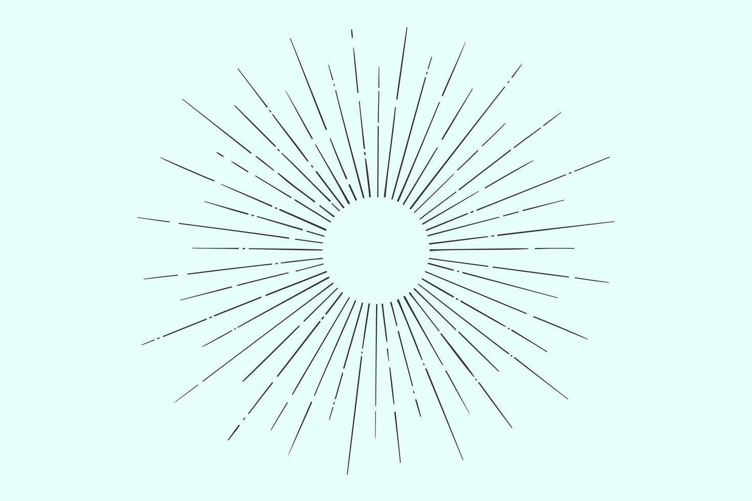 Linear drawing of light rays, sunburst vector