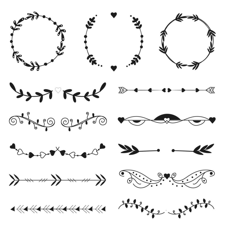 hand drawn collection of underlines and highlight lines vector