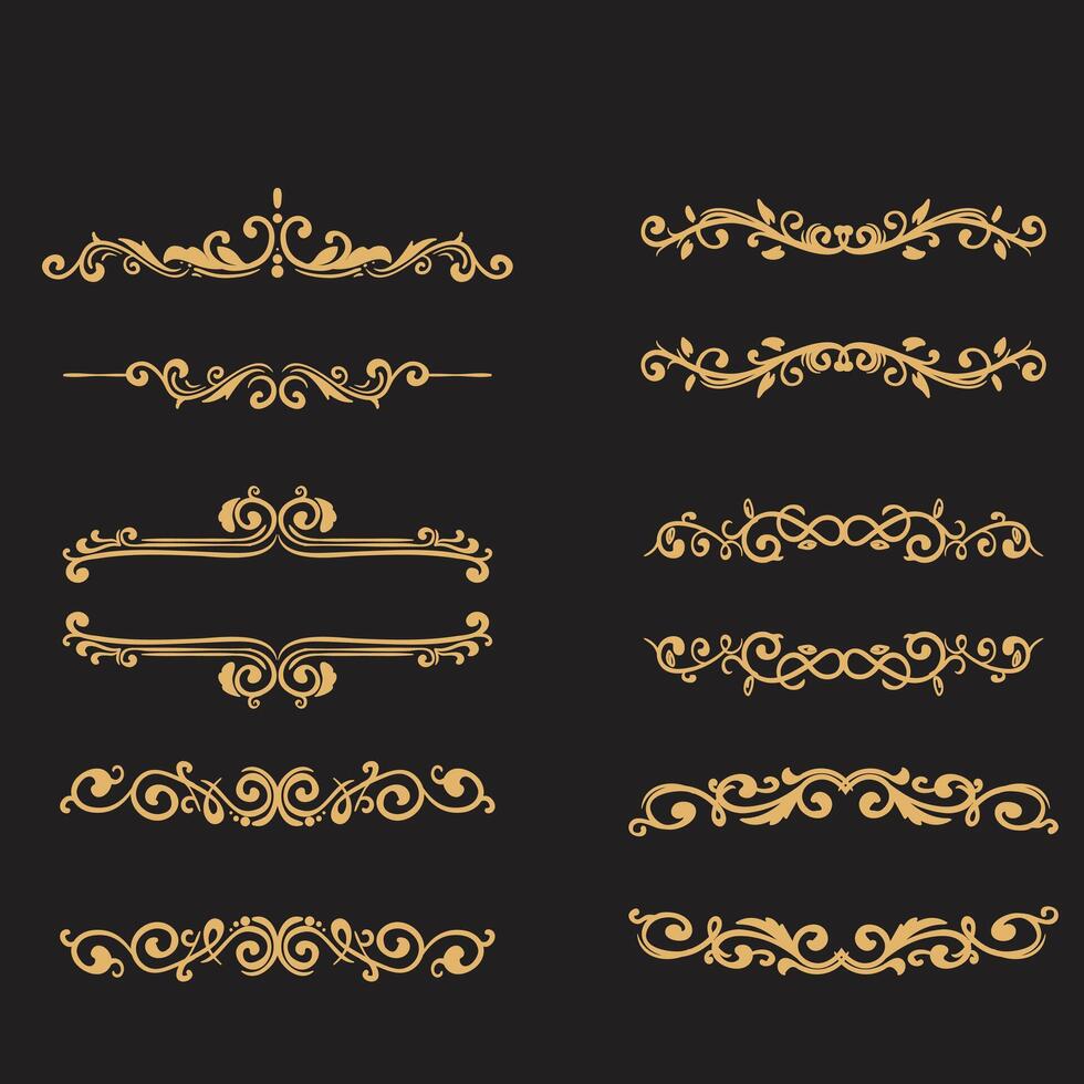 conjunto de dorado Clásico ornamento con borde, marco, corona, florido, mandala y lujo elementos, adecuado para Clásico diseño o Boda invitación tarjeta vector