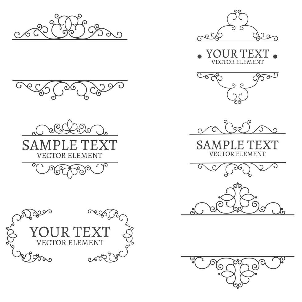 Set of Various Simple Black Divider Design, Assorted Divider Collection Template vector