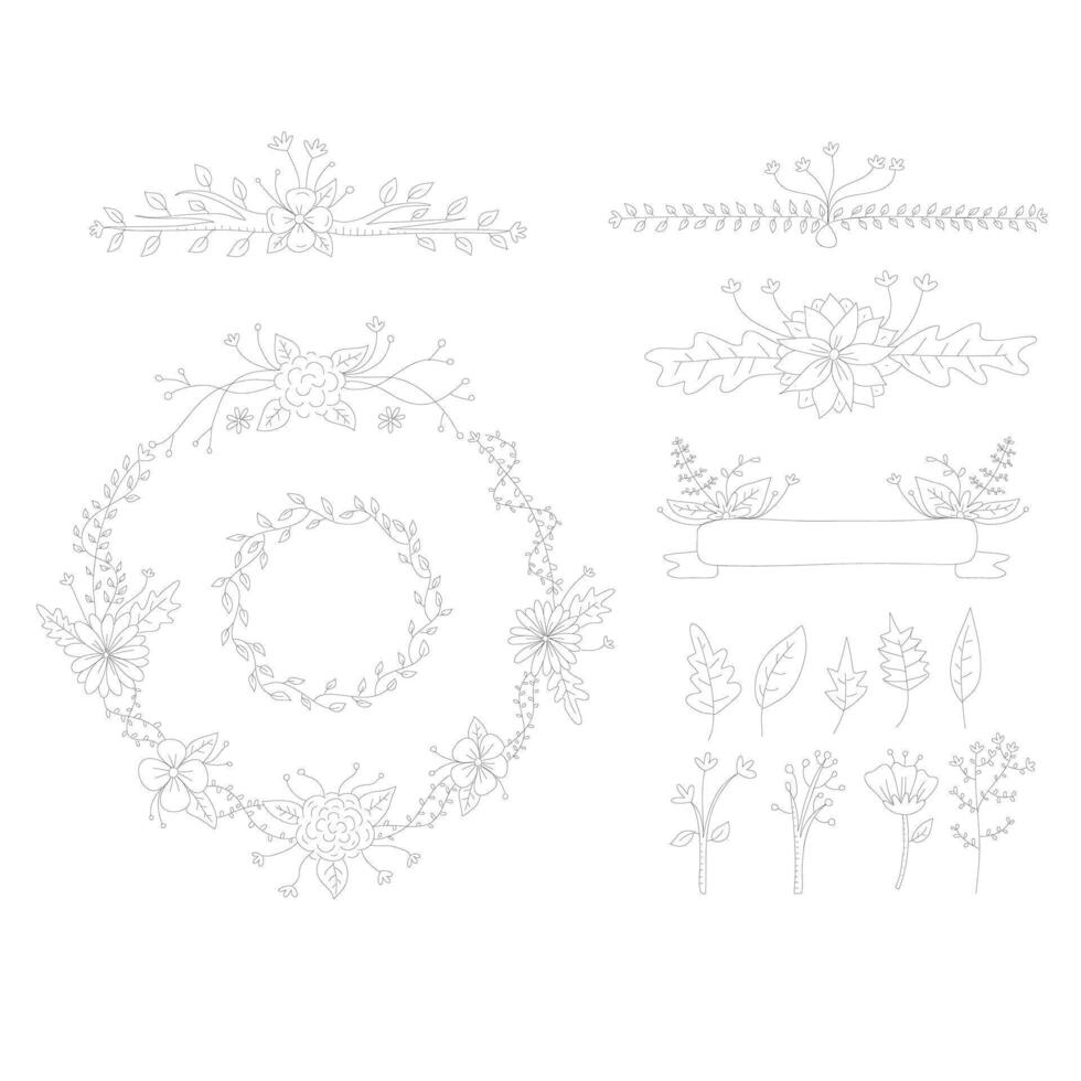 Line dividers decoration set. Vintage element frame isolated illustration. vector