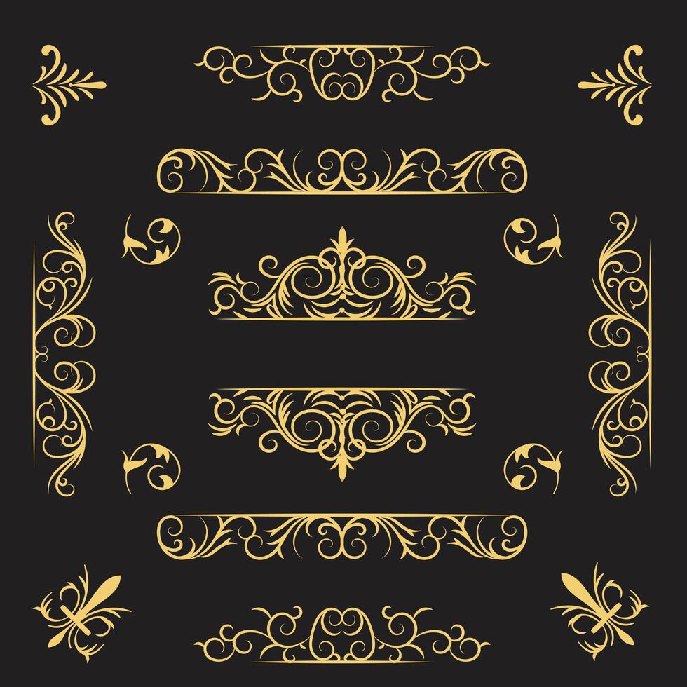 retro ribbons, luxury fancy logo symbols, elegant calligraphic swirls, flourishes ornate vignettes. vector