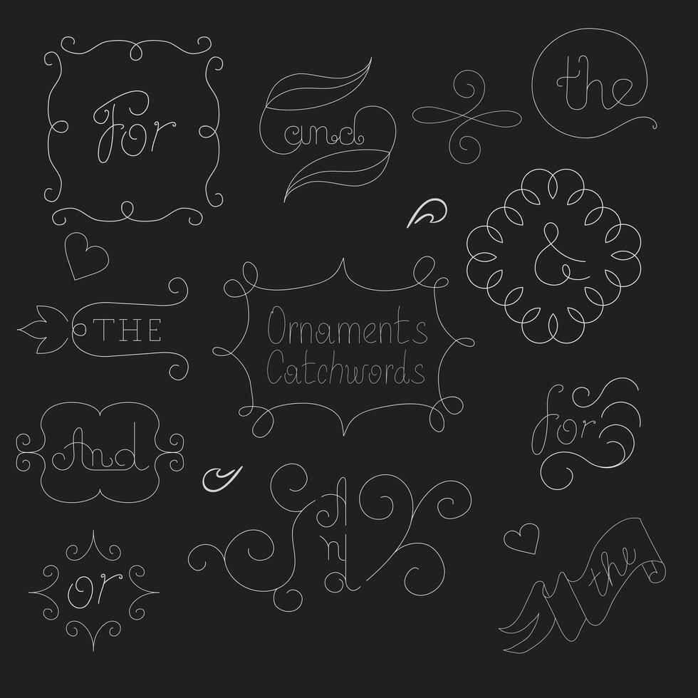 Set Black Simple Line Collection Doodle Border Elements Design Style Sketch Isolated Illustration For Banner vector