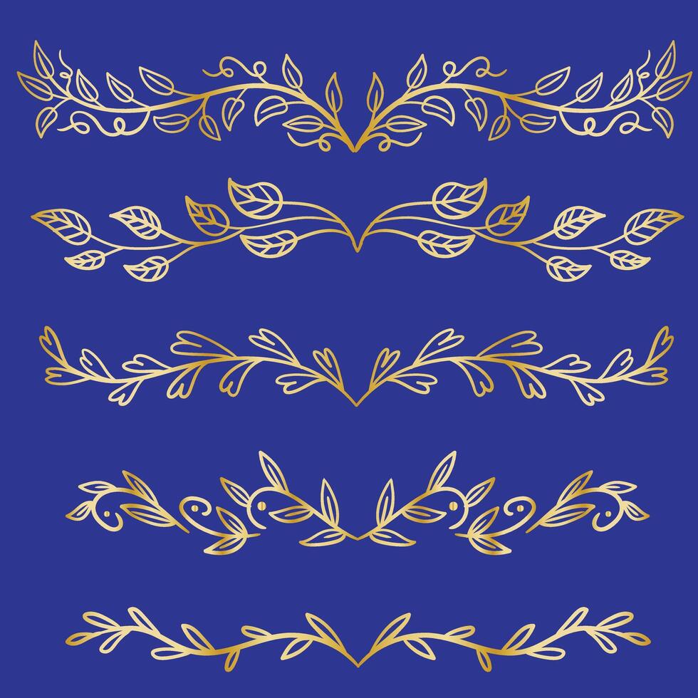 Collection of geometric art deco ornament. Luxury golden decorative elements with different lines, frames, headers, dividers and borders. Set of elegant design suitable for card, invitation, poster. vector