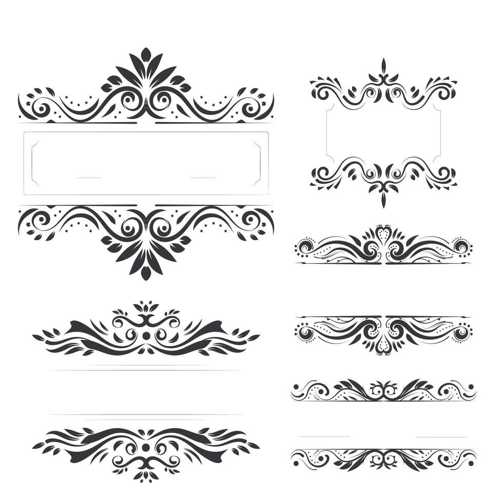 Floral ornamental divider. Vintage decorative elements for wedding invitation and greeting cards. Vecto illustration design ornament jewelry dividers and borders for anniversary or celebration events vector