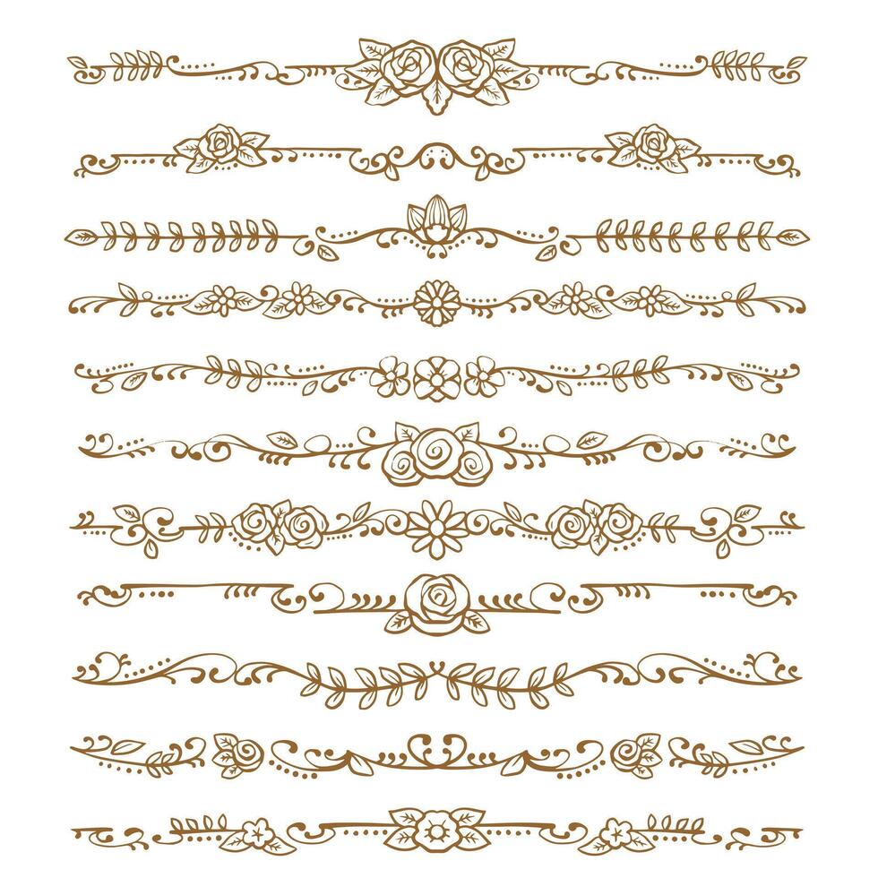 floral ornamental divisor. Clásico decorativo elementos para Boda invitación y saludo tarjetas ilustración diseño ornamento joyería vector