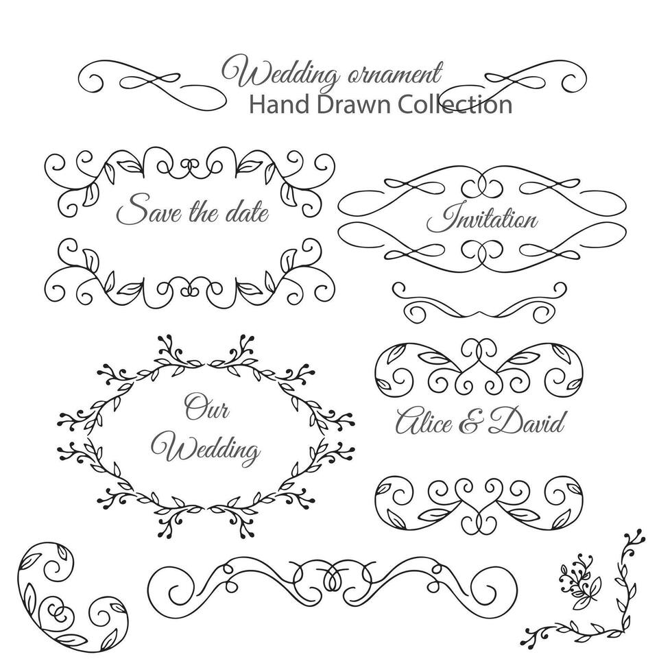 decorative line divider border graphic element collection vector