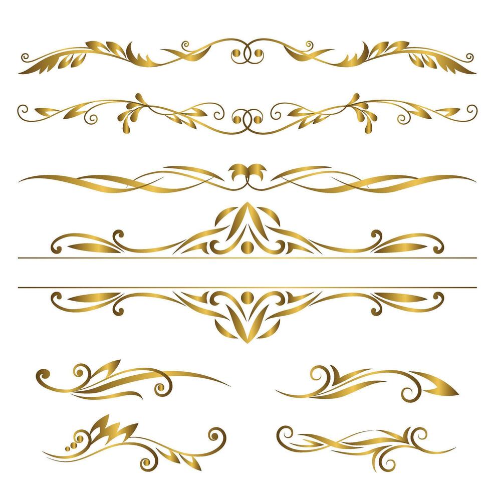 floral decorativo elementos, varios diferente floral diseños,, lujo ornamental elementos recopilación, lineal plano Boda adornos recopilación, mano dibujado Boda álbum adornos, vector