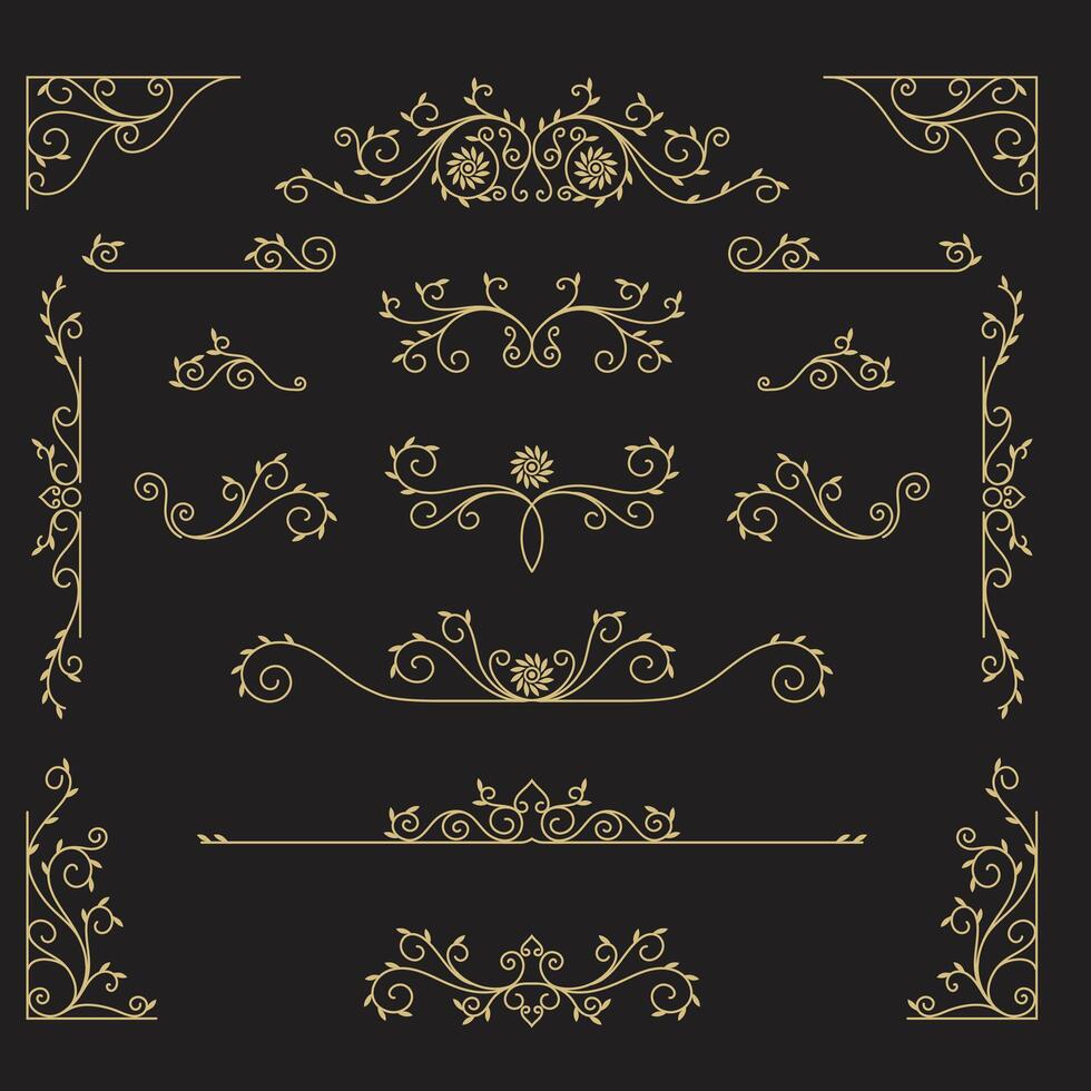 Ornate vintage frames and scroll elements. Classic calligraphy swirls, swashes, floral motifs. Good for greeting cards, wedding invitations, restaurant menu, royal certificates and graphic design. vector