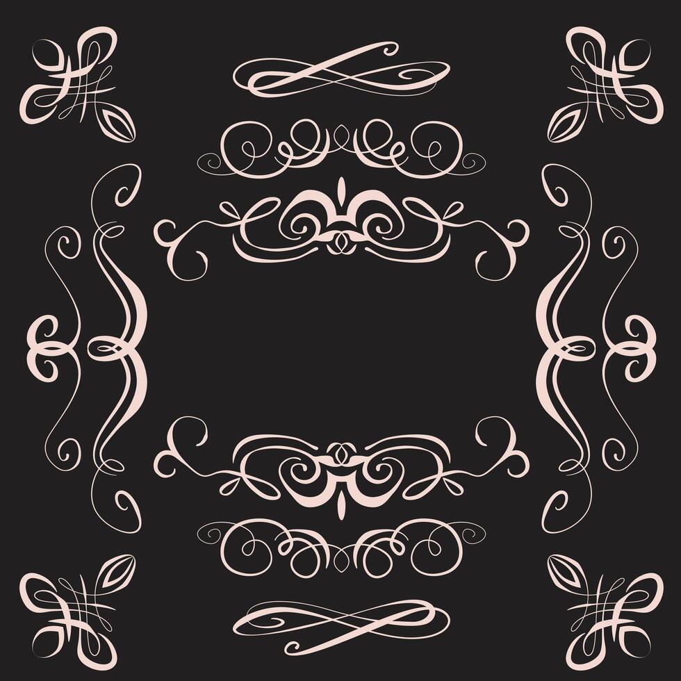 Ornate vintage frames and scroll elements. Classic calligraphy swirls, swashes, floral motifs. Good for greeting cards, wedding invitations, restaurant menu, royal certificates and graphic design. vector