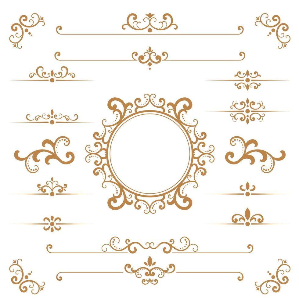 Vintage art deco luxury corner set. Vecto golden geometric template for borders and frames vector