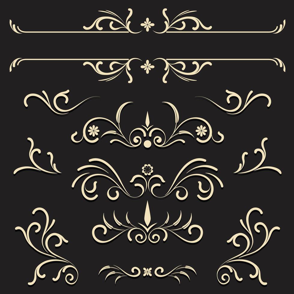 vintage floral design elements. decorative frames and borders. vector