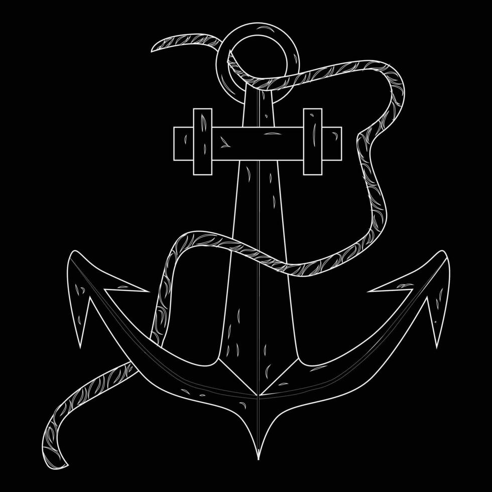 Nautical Vintage anchor Line Art vector