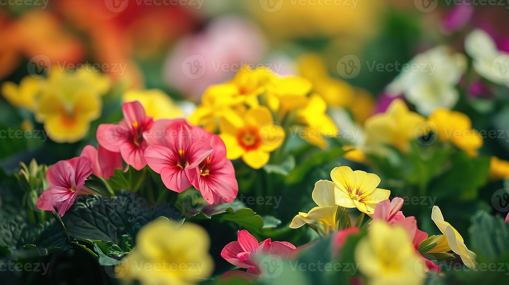 There is a vibrant assortment of flowers, including lantanas, planted in the garden photo