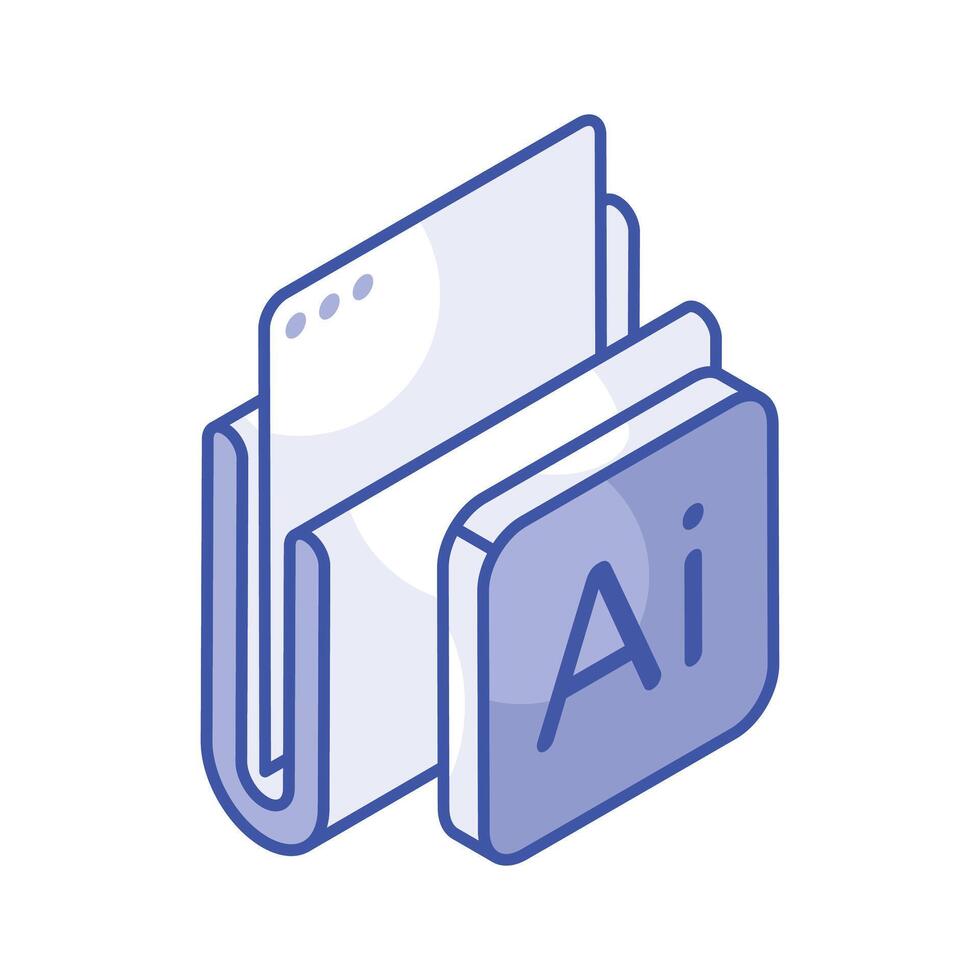 Artificial intelligence folder icon in isometric style, ready to use vector