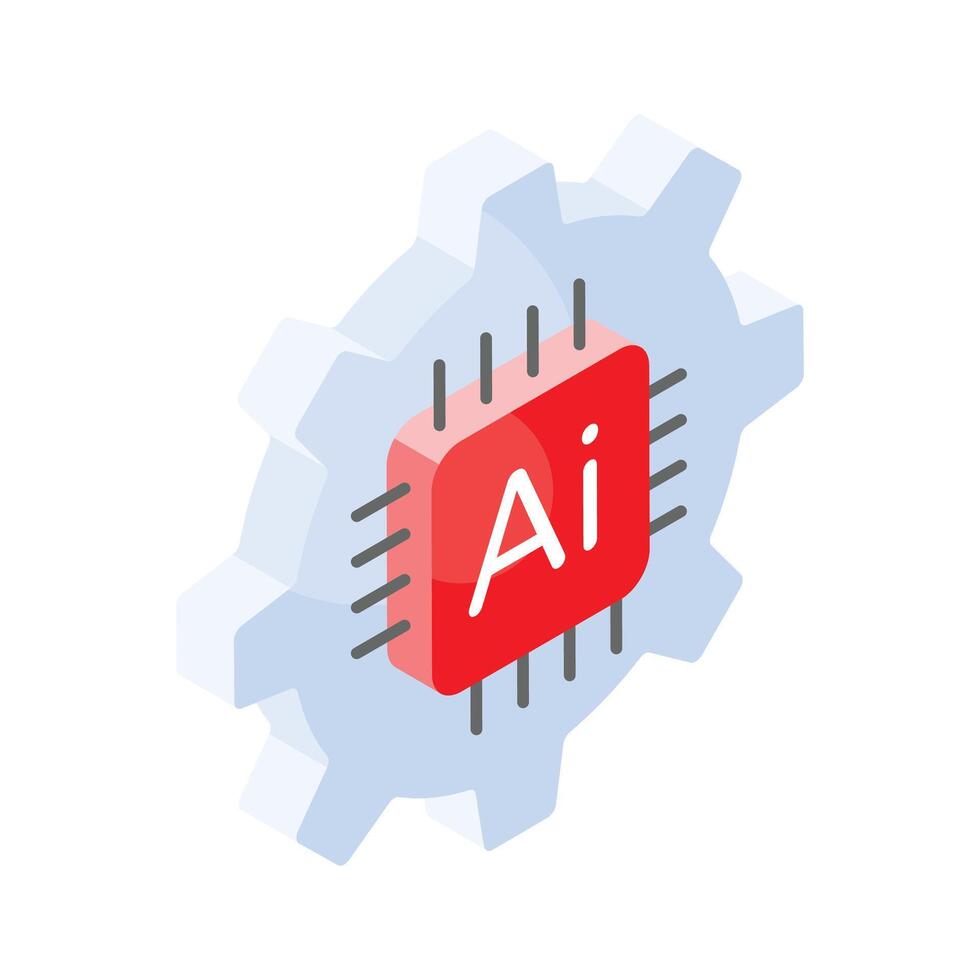 Microprocessor with gear concept icon of automation in modern style vector