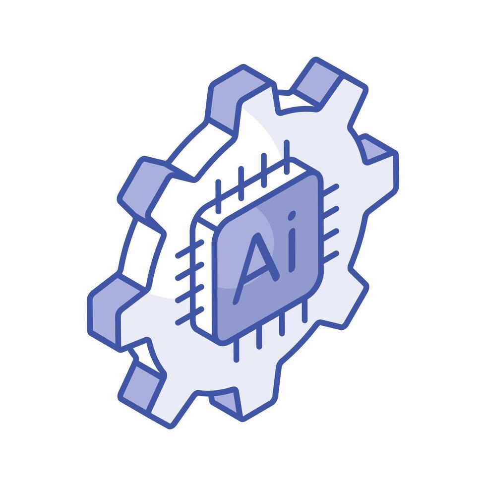 Microprocessor with gear concept icon of automation in modern style vector