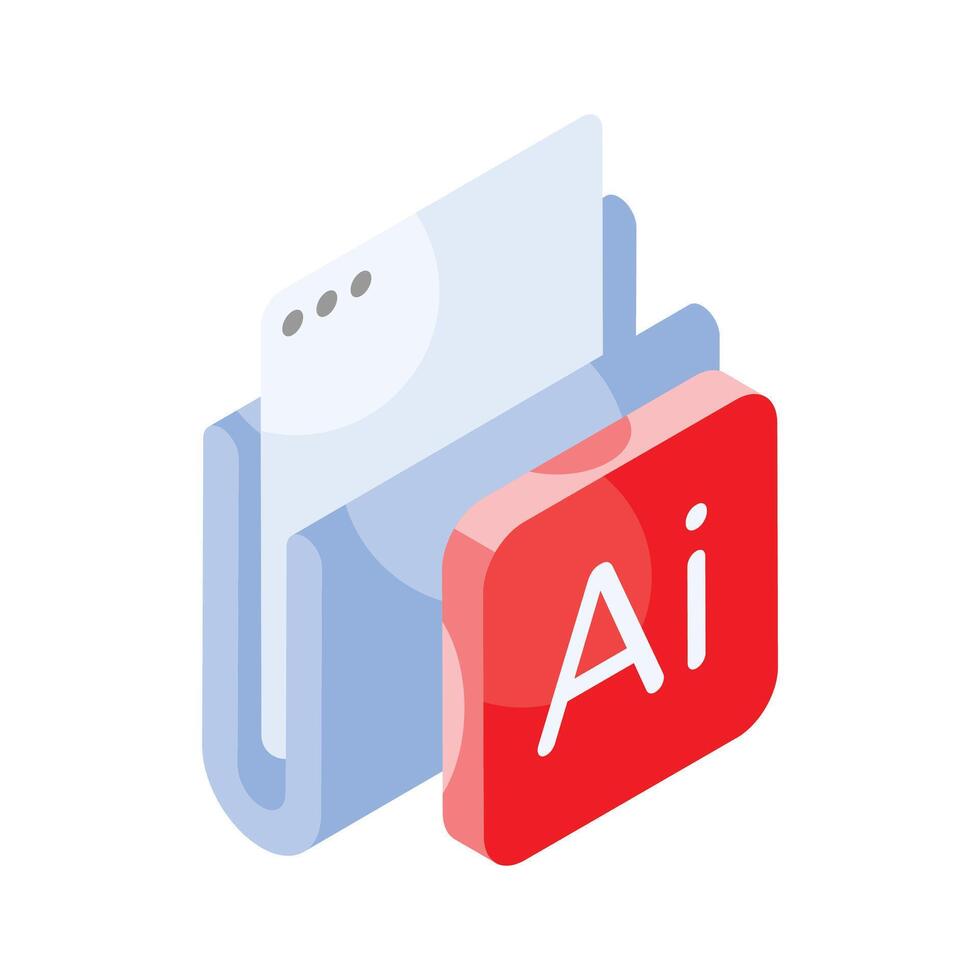 Artificial intelligence folder icon in isometric style, ready to use vector