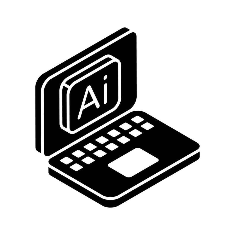 Artificial intelligence laptop isometric icon, easy to use and download vector