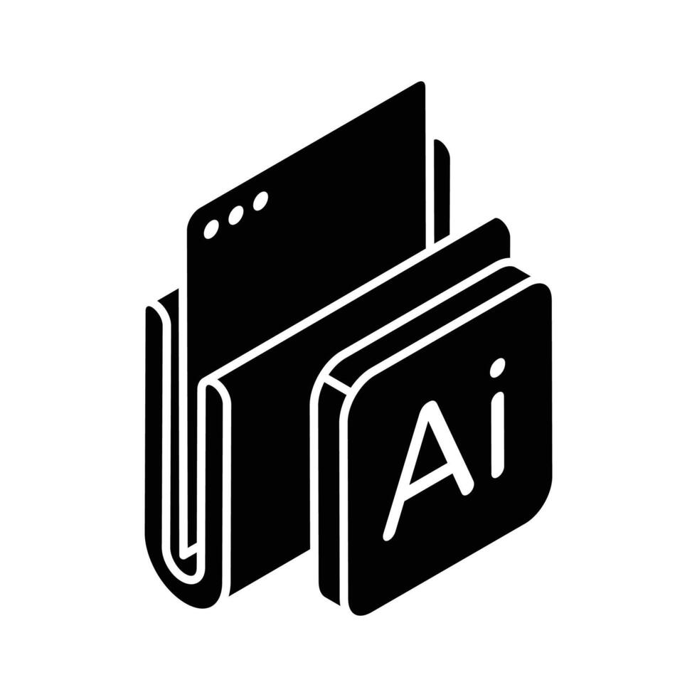 Artificial intelligence folder icon in isometric style, ready to use vector