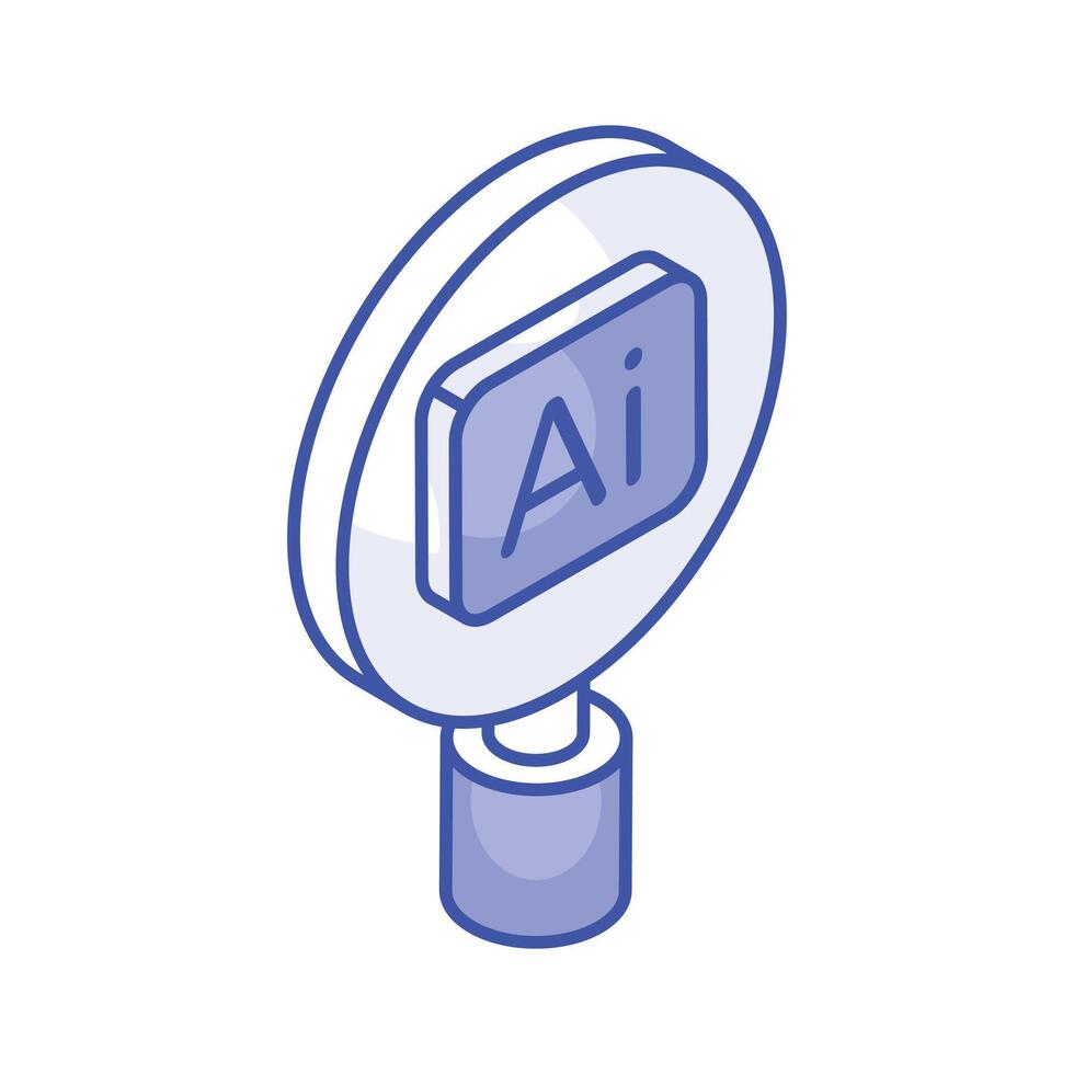 Artificial intelligence searching icon design, isometric vector