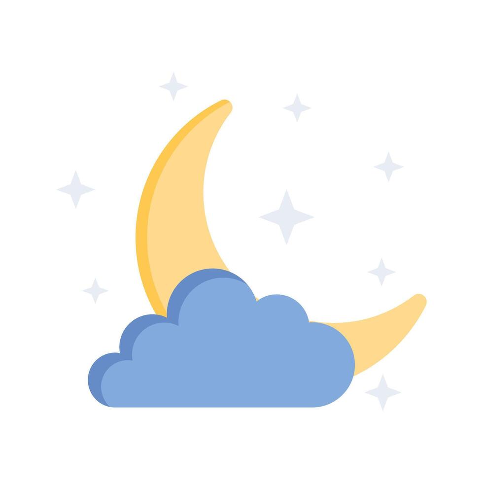 Grab this creatively crafted icon of night in flat design style, ready for premium use vector