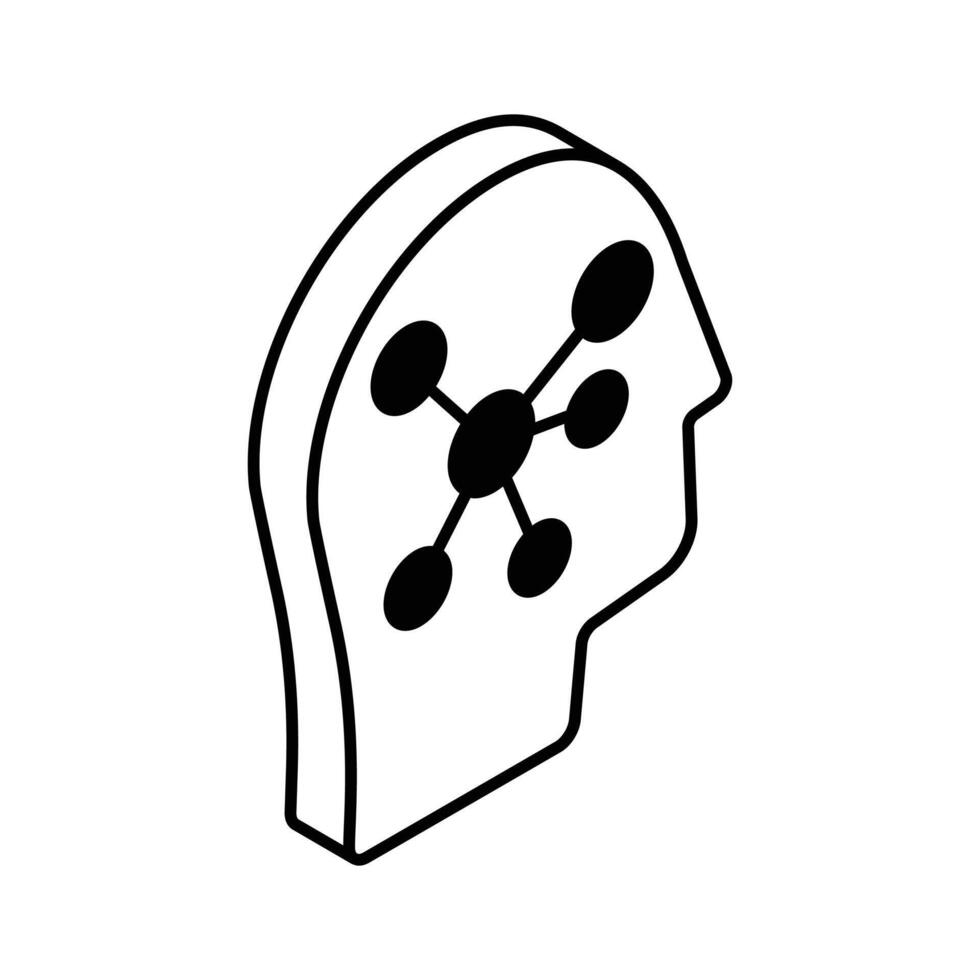 Brain simulation, artificial intelligence icon, premium vector