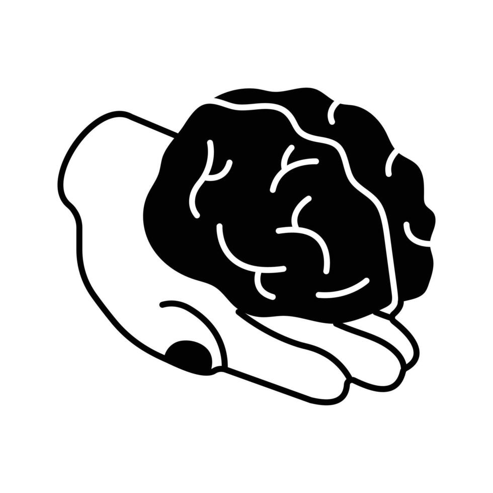 humano cerebro en mano, concepto isométrica icono de artificial inteligencia cerebro vector