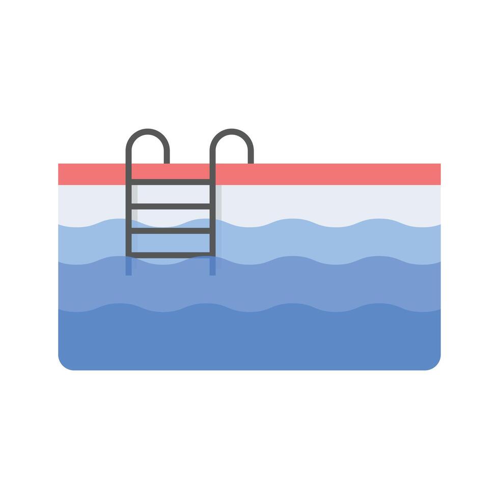 Swimming pool icon in flat design style, editable lap pool concept vector