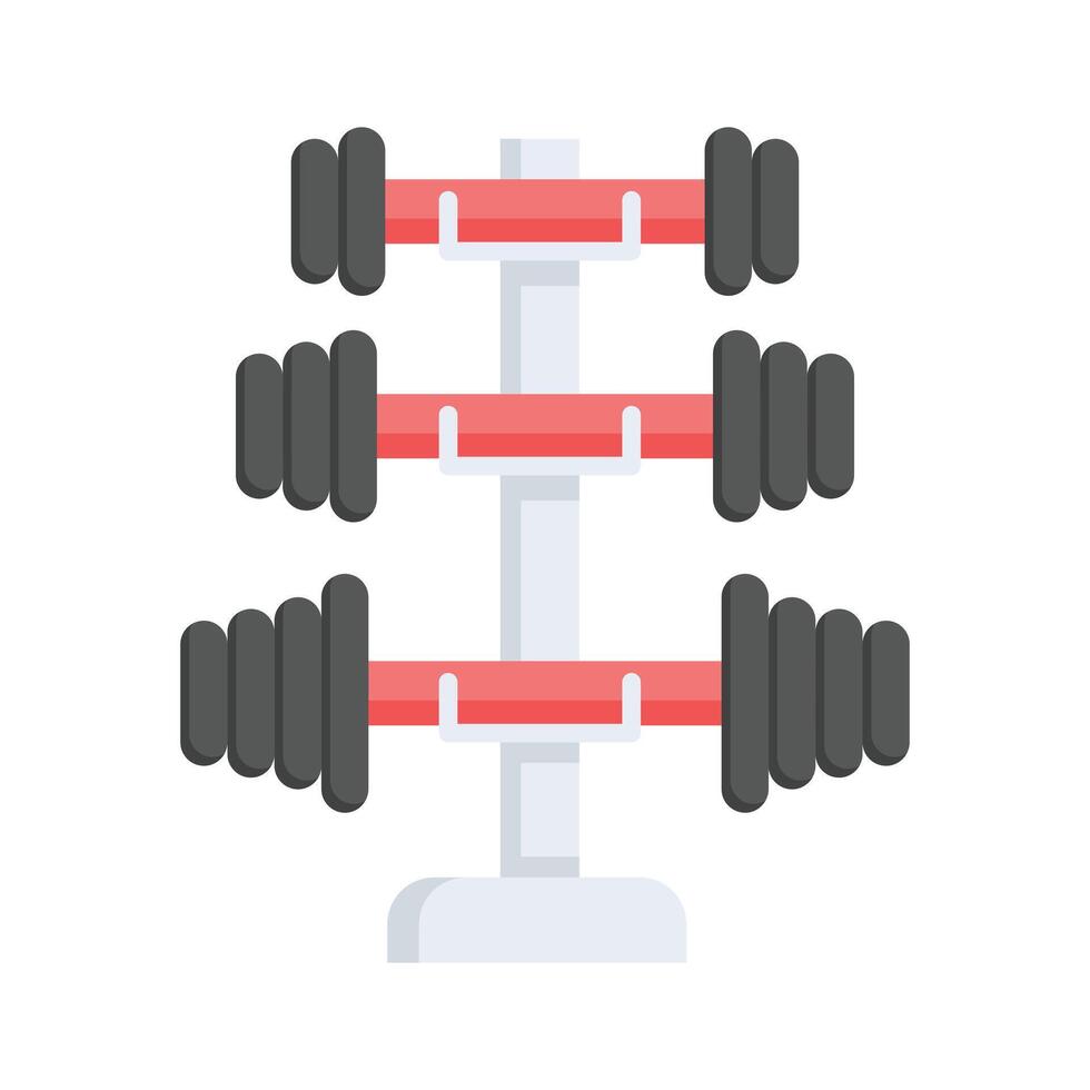 Trendy flat icon of dumbbells stand, dumbbell rack, fitness equipment vector