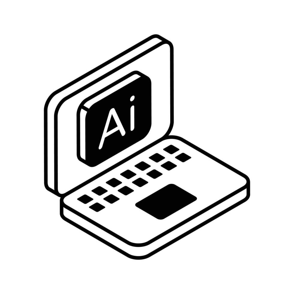 Artificial intelligence laptop isometric icon, easy to use and download vector