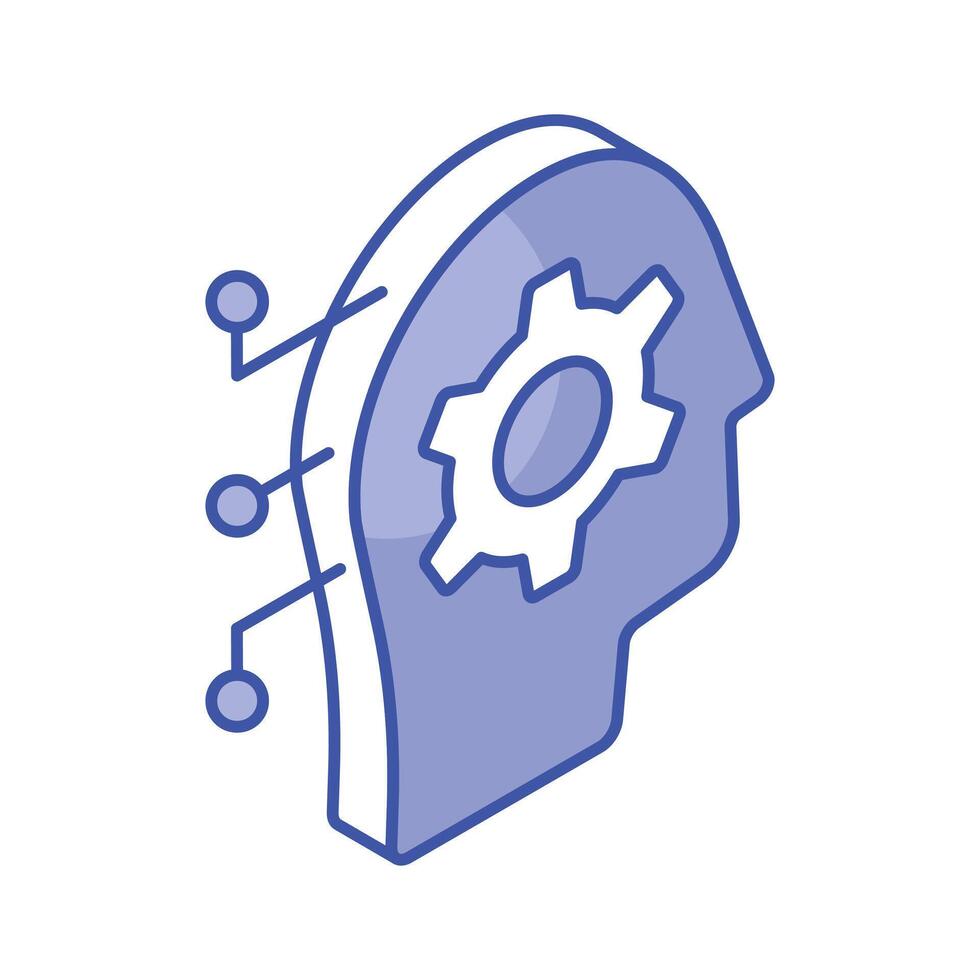 Brain simulation, artificial intelligence icon, premium vector