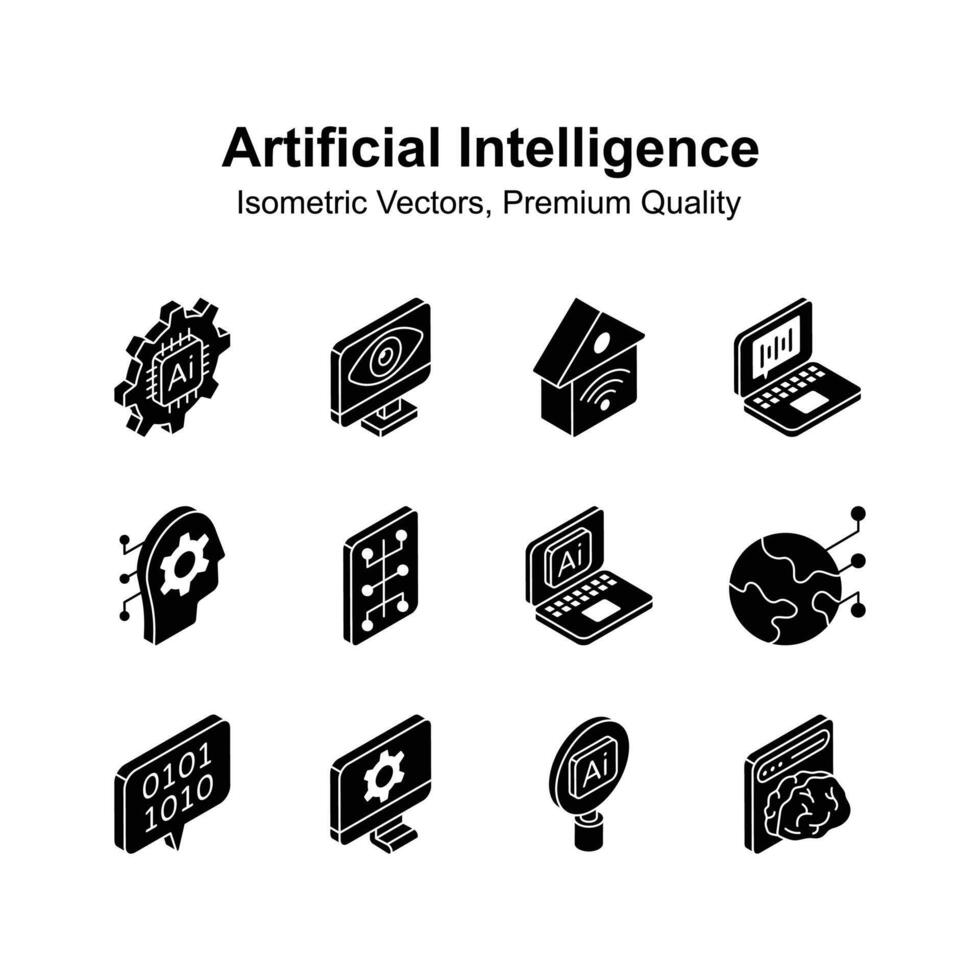 Grab this amazing icons set of artificial intelligence, premium quality s vector