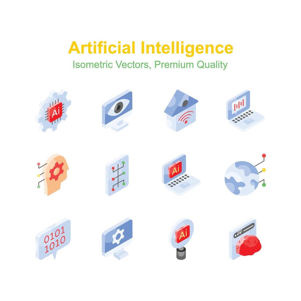 Grab this amazon g icons set of artificial intelligence, premium quality s vector