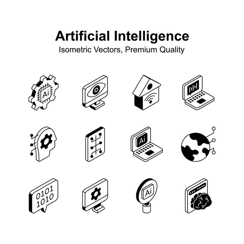 Grab this amazing icons set of artificial intelligence, premium quality s vector