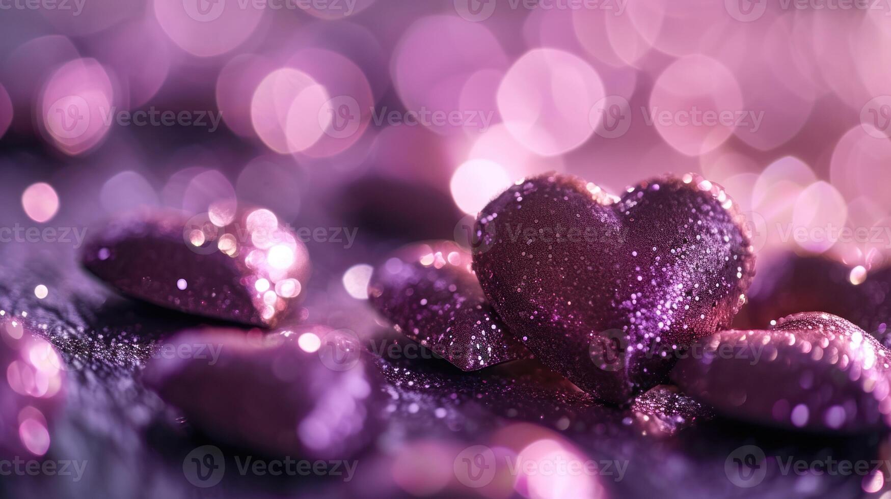 Soft Glittering Hearts Showered in Mist photo