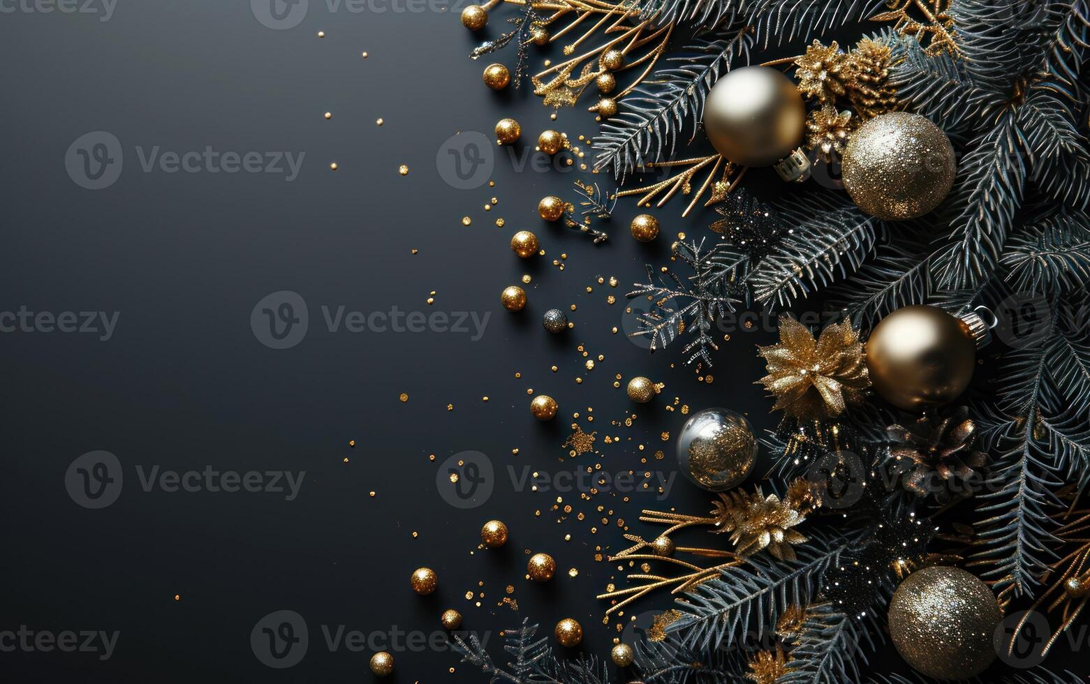 Sleek New Year decoration banner on a clean backdrop with copy space photo