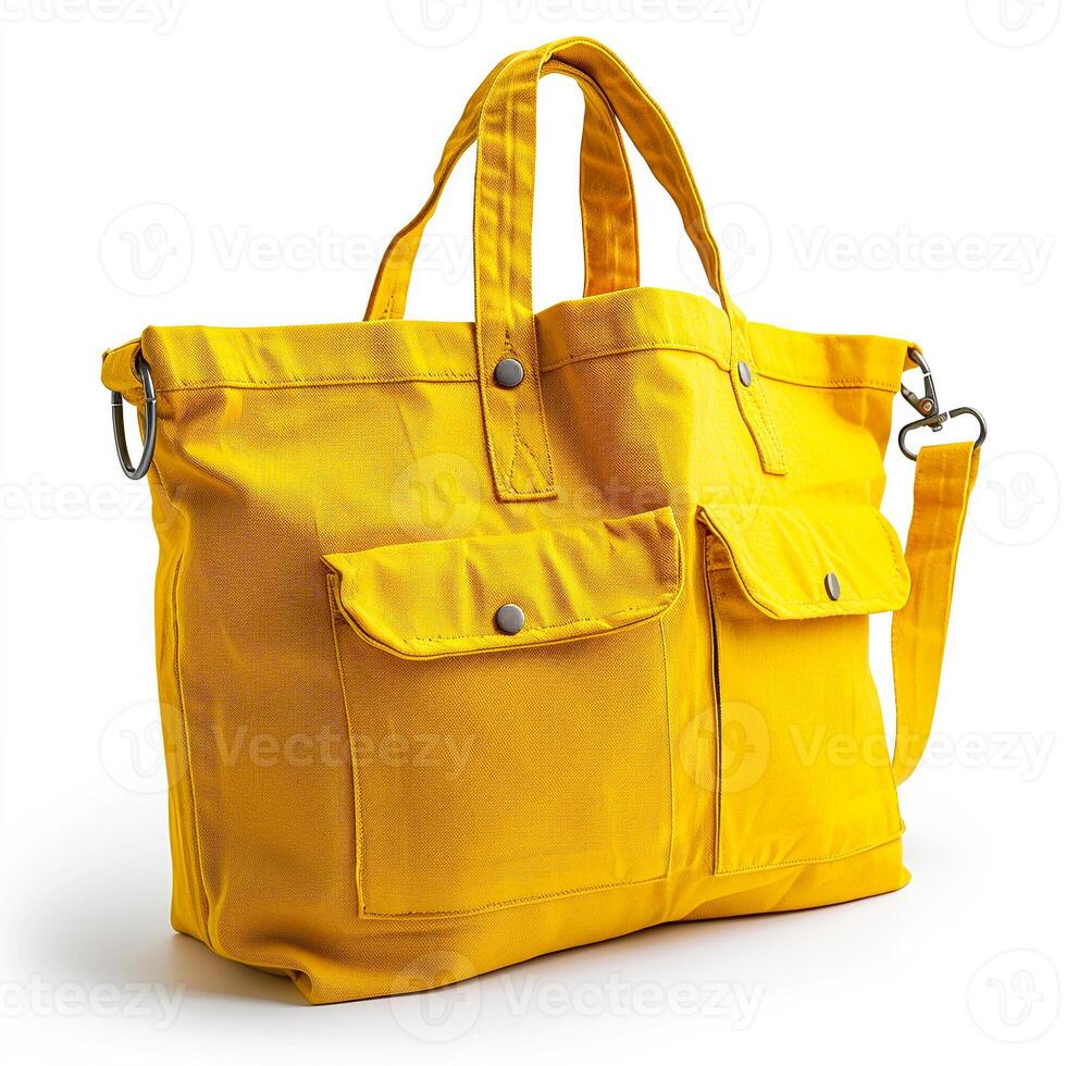 Eco Friendly yellow Canvas Tote Bag ,Design Template for Mock-up , Hyper realistic photography , photo