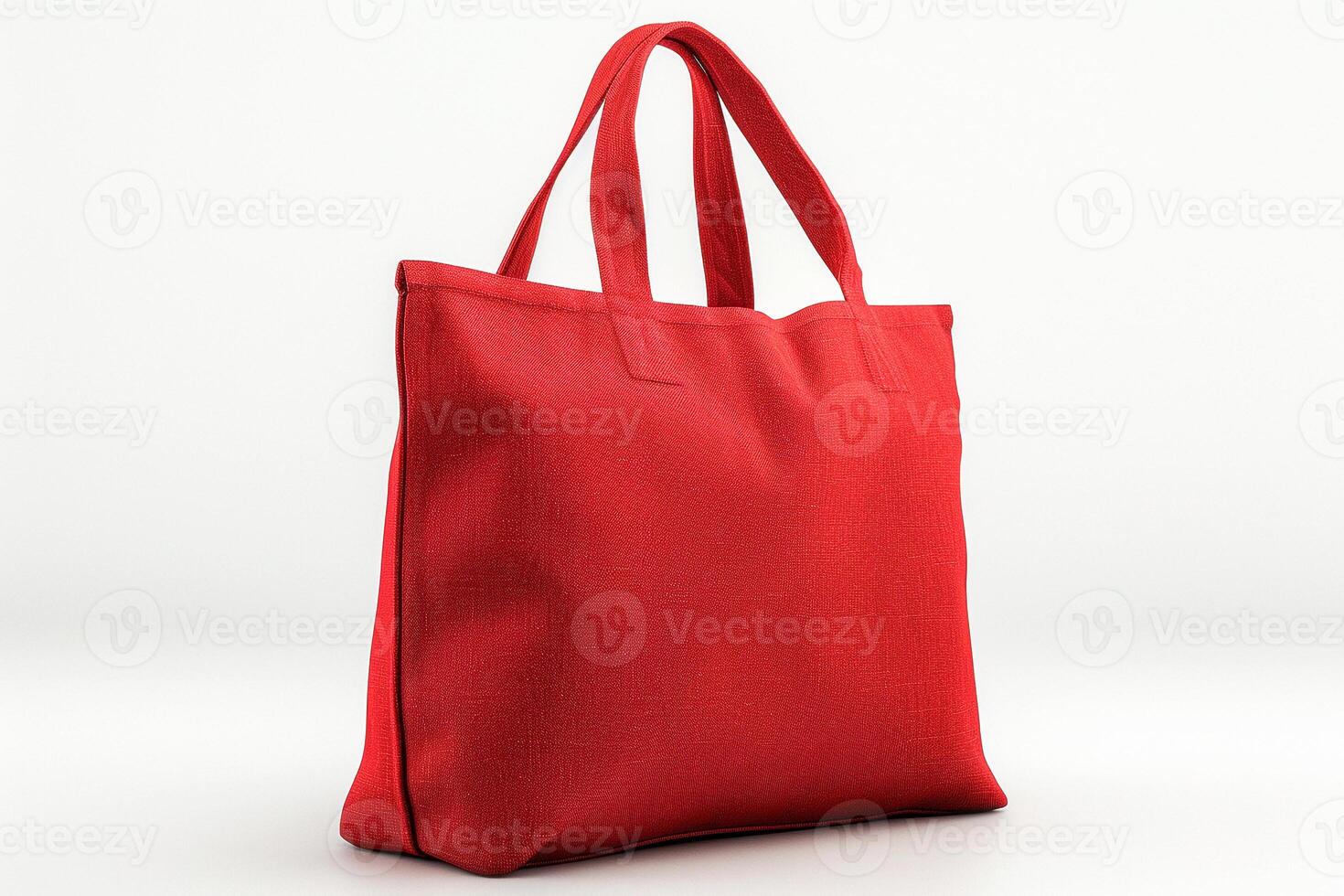 Eco Friendly Red Canvas Tote Bag on White Background. Design Template for Mock-up , photo