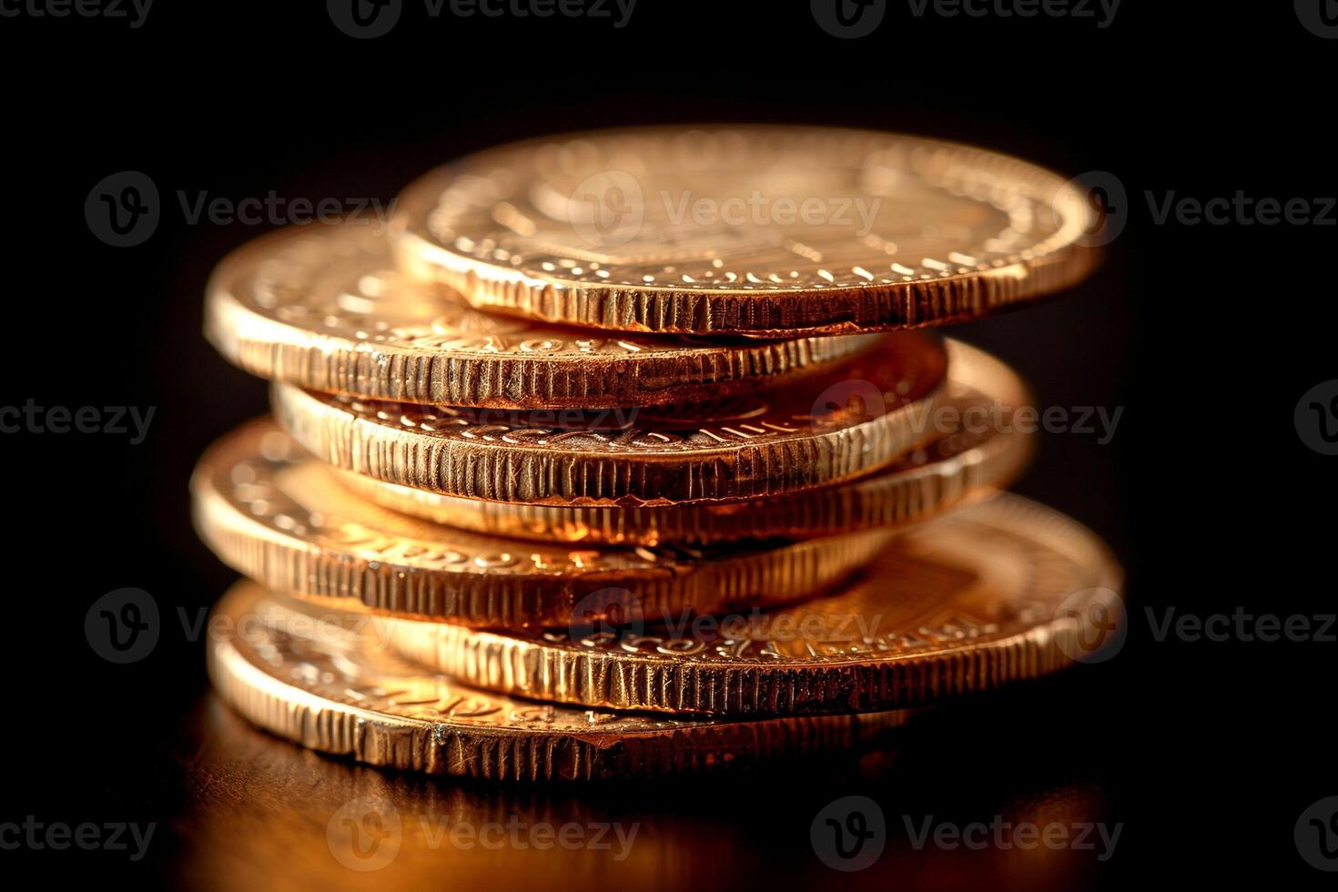 Gold coins on black background,realistic photography, photo