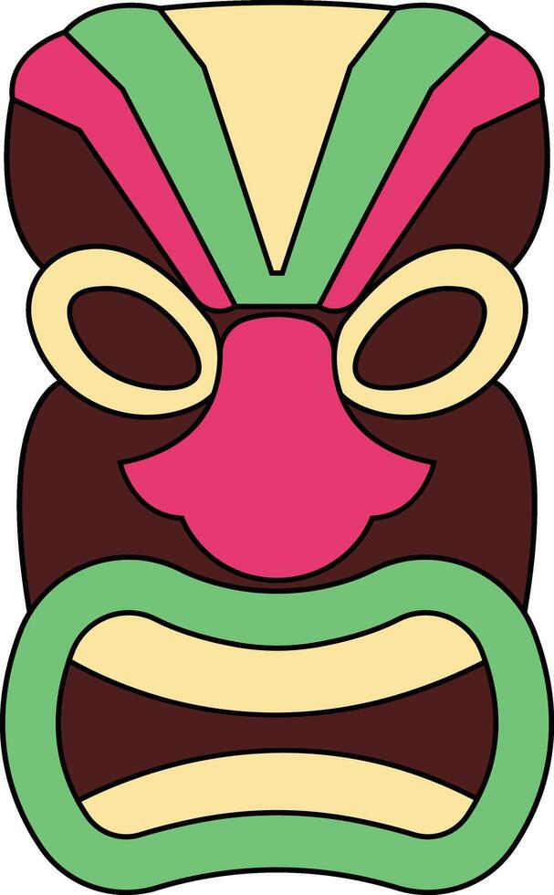 Illustration of Ethnic Tiki Mask. Hawaiian Totem Culture in Cartoon Design vector