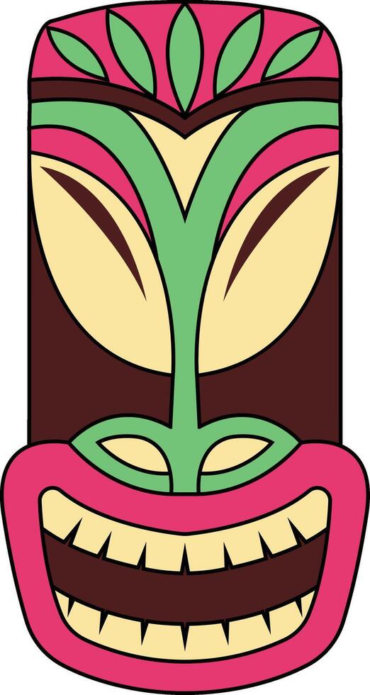 Illustration of Ethnic Tiki Mask. Hawaiian Totem Culture in Cartoon Design vector