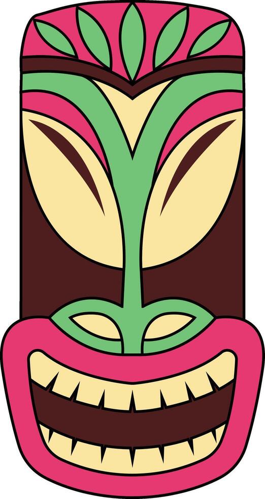 Illustration of Ethnic Tiki Mask. Hawaiian Totem Culture in Cartoon Design vector