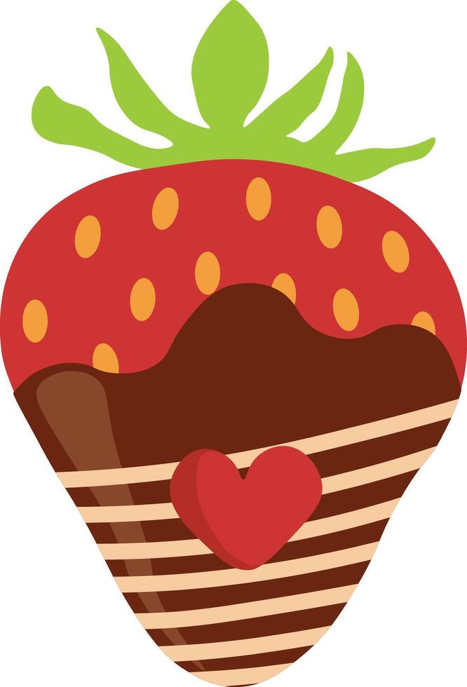 Strawberry Coated Chocolate with Cute Cartoon Style. Isolated Illustration vector