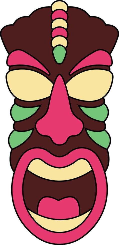 Illustration of Ethnic Tiki Mask. Hawaiian Totem Culture in Cartoon Design vector